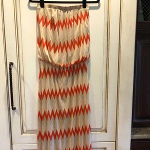 Cynthia Rowley Orange Chevron Maxi Dress